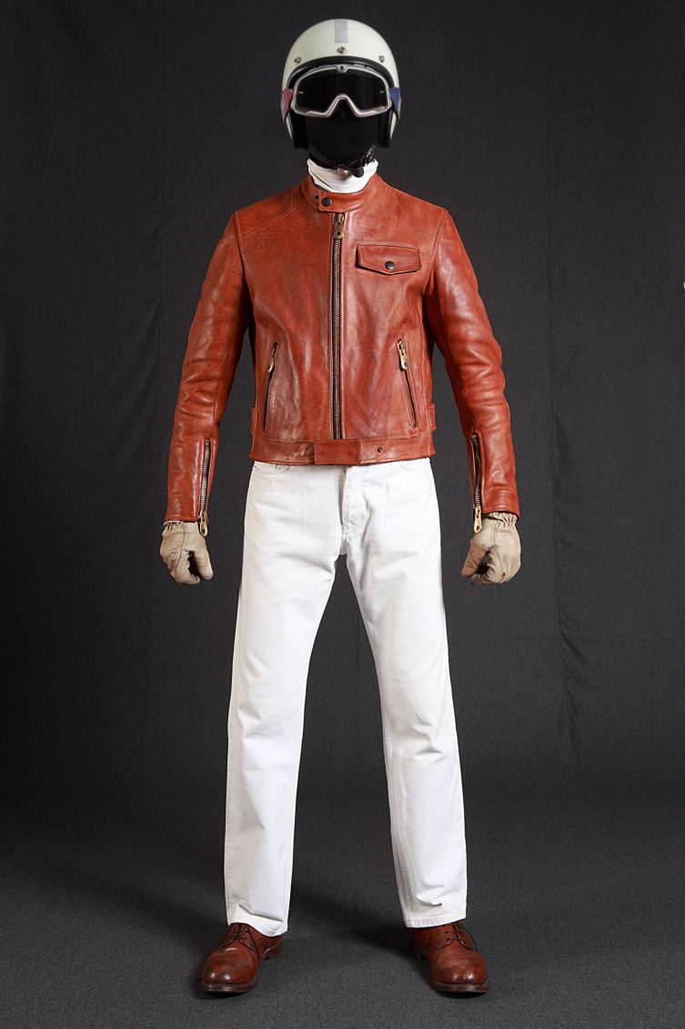 Majesda® - Racing Contrast Panel Lightning Leather Jacket